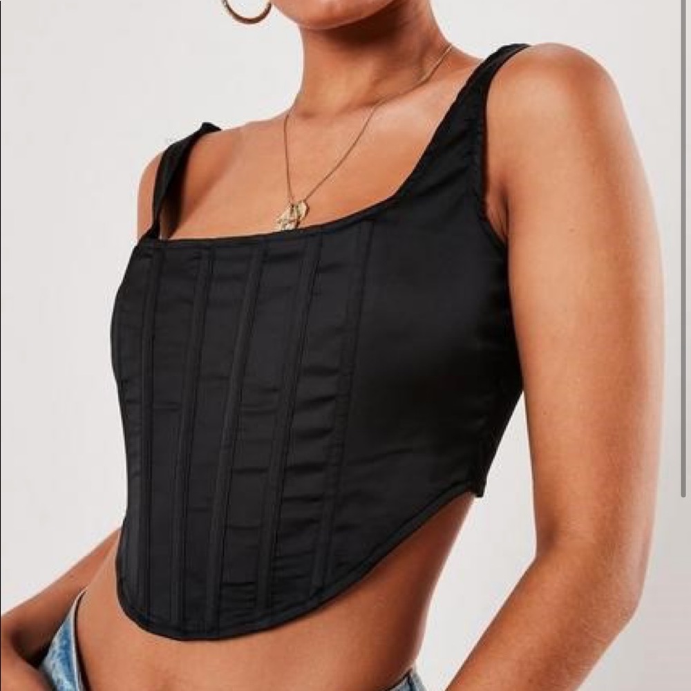 Black satin corset top